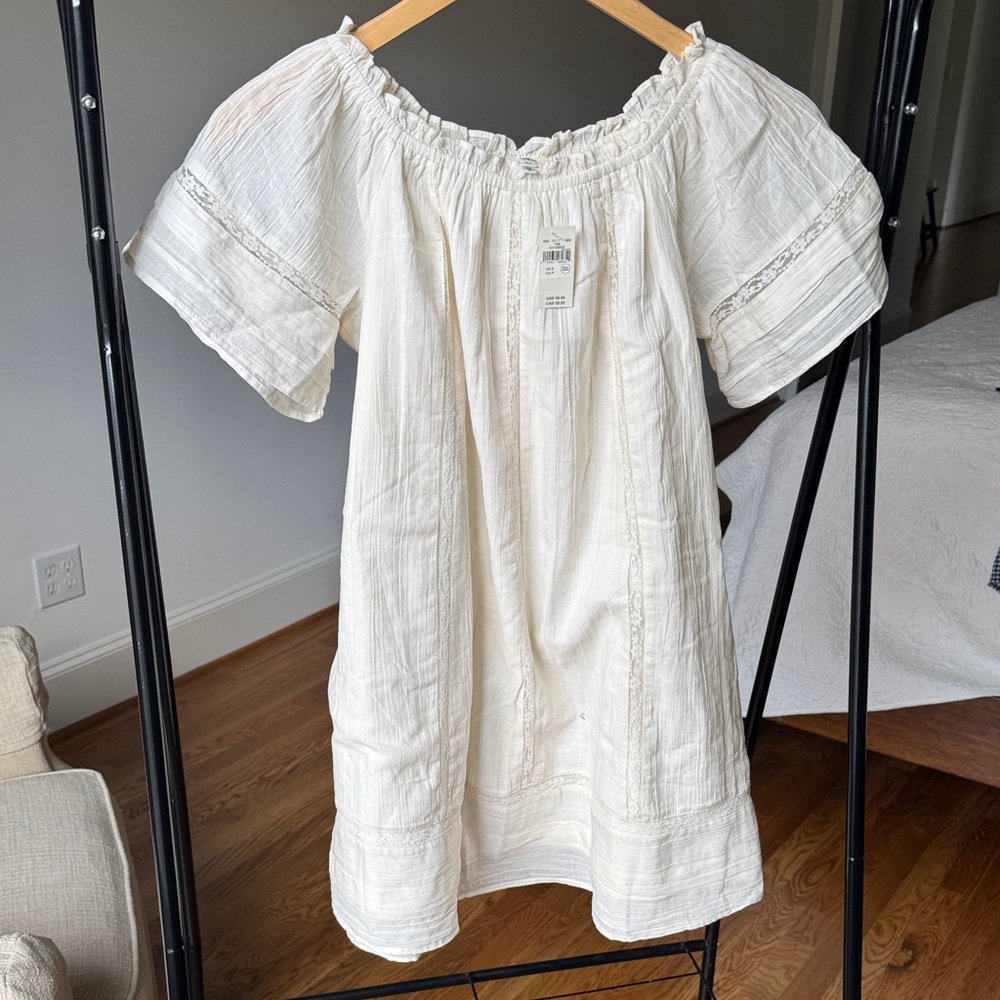 Aerie Femme Off-The-Shoulder Nightie | Lace Cotton Sleep Dress | Size S | NWT